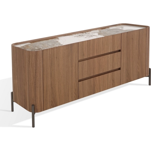Horizon Buffet in Pandora Ceramic, Walnut Veneer & Grey Metal